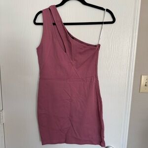 Lulu's Dusty Rose One-Shoulder Bodycon Dress
